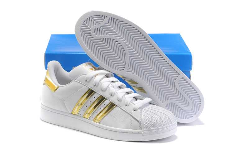 superstar adidas femme blanche et or